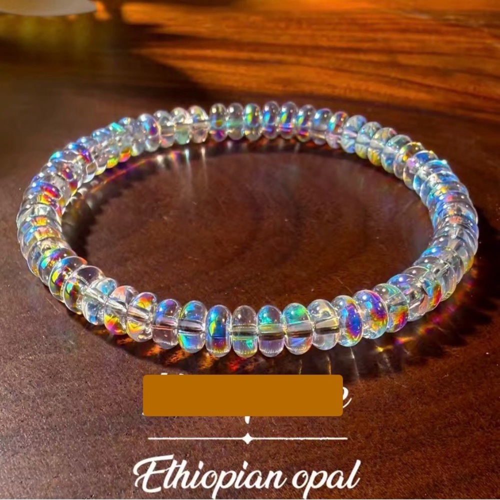 Natural 4*6mm Ethiopian Opal Elastic Beaded Bracelet